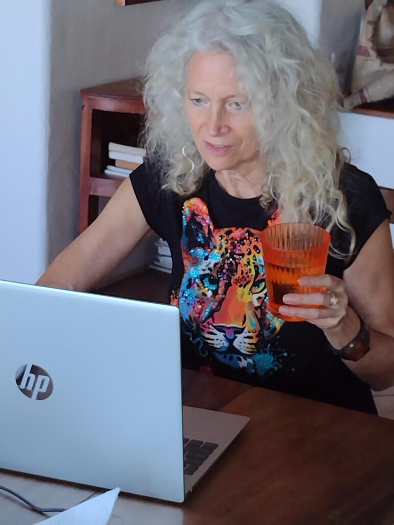 leanne babcock working on a computer